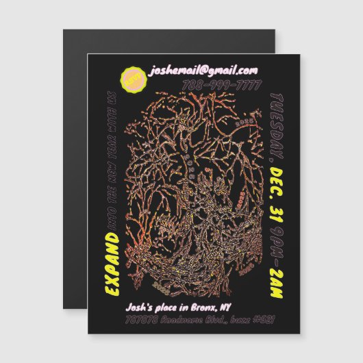 DAS NEUJÄHRIGE PARTY MAGNETEINLADUNG (Vorne/Hinten)