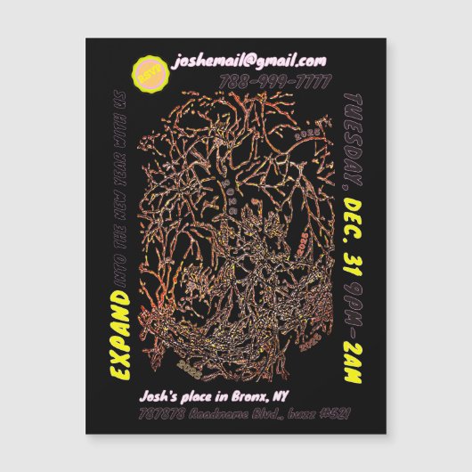 DAS NEUJÄHRIGE PARTY MAGNETEINLADUNG (Vorderseite)