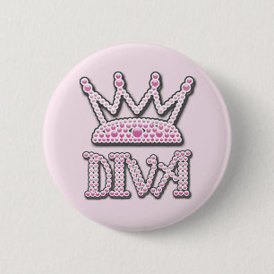 Das niedliche gedruckte Rosa perlt Diva-Prinzessin Button