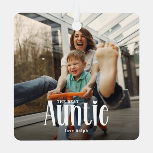 Das Niedliche Geschenk des besten Fotos der AUNTIE Ornament Aus Metall (Rückseite)