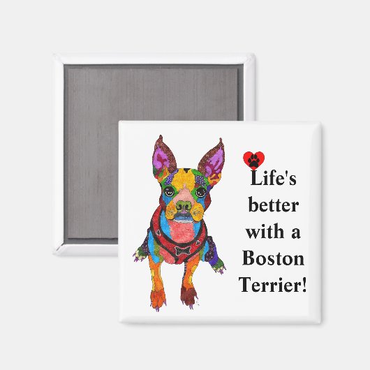 Das niedliche Leben ist besser mit einem Boston Te Magnet (Vorderseite/Rückseite)