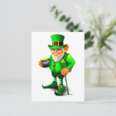 DAS NIEDLICHE LEPRECHAUN FEIERTAGSPOSTKARTE (Stehend Vorderseite)