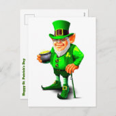 DAS NIEDLICHE LEPRECHAUN FEIERTAGSPOSTKARTE (Vorne/Hinten)