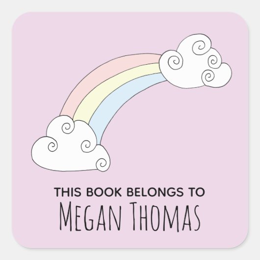 Das Niedliche Mädchen gehört zu Rainbow Name Quadratischer Aufkleber (Vorderseite)