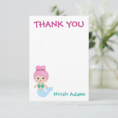 Das niedliche personalisierte Meerjungfrau-Party Dankeskarte (Stehend Vorderseite)