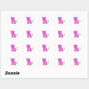 Das Niedliche Pink mit langen Schwänzen Runder Aufkleber