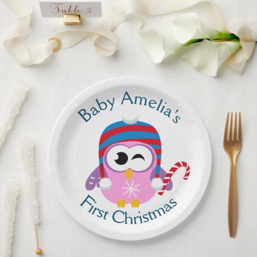 Das Niedliche Pink Owl des Babys Pappteller (Hochzeit)