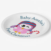 Das Niedliche Pink Owl des Babys Pappteller (Schrägansicht)