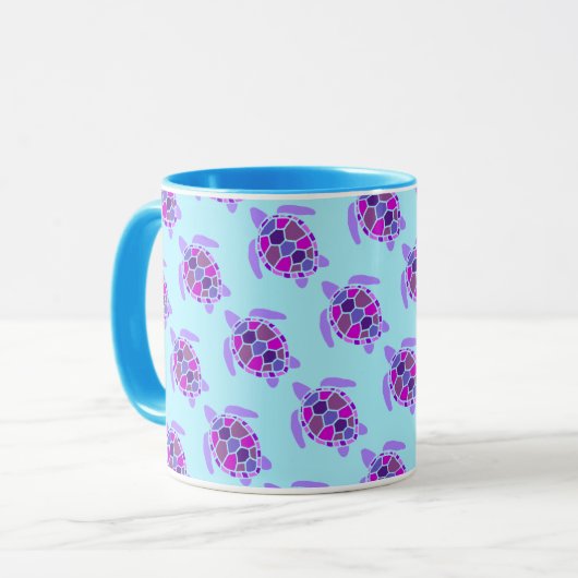 Das Niedliche rosa und Lila Schildkrötenmuster Tasse (Vorderseite Links)