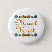 Das niedliche Stricken muss Strick-Geschenk Button (Vorderseite)