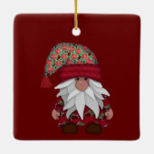 Das Niedlichste Gnome | Poinsettia Hat Christmas Keramikornament (Rückseite)