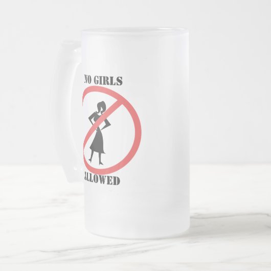 Das No Symbol Piktogramm No Girls erlaubt Mattglas Bierglas (Vorderseite Links)