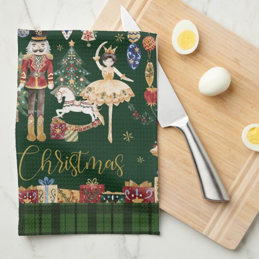 Das Nutcracker Ballet Festival frohe Weihnachten Geschirrtuch (Viertel Falte)