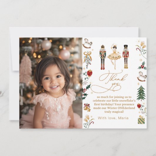 Das Nutcracker Winter Onederland Foto Vielen Dank Einladung (Vorderseite)