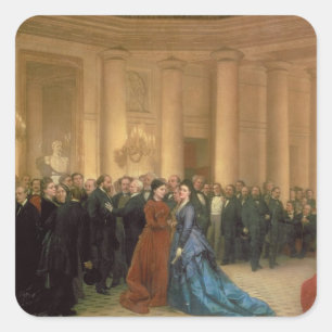 Das Odeon Theater, Paris, 1869 (Öl auf Leinwand) Quadratischer Aufkleber