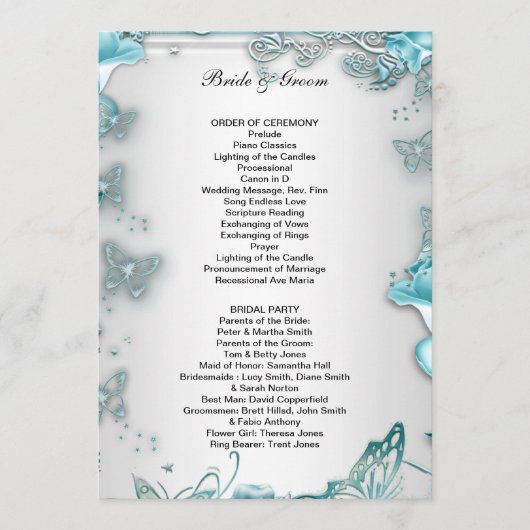 Das offizielle Hochzeitsprogramm Blau Programm (Vorderseite)