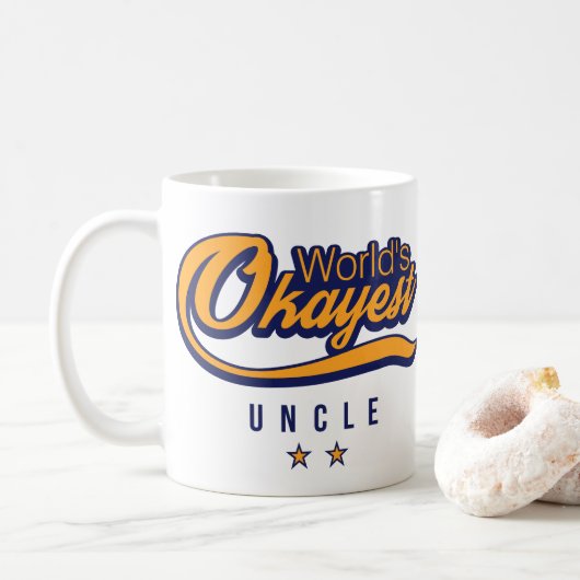 Das Okayest der gelbe blaue Welt Sterne Onkel-With Kaffeetasse (Mit Donut)