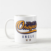 Das Okayest der gelbe blaue Welt Sterne Onkel-With Kaffeetasse (Links)