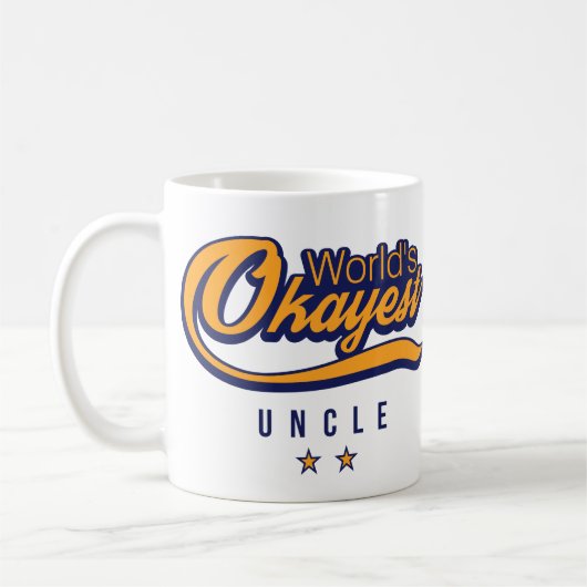 Das Okayest der gelbe blaue Welt Sterne Onkel-With Kaffeetasse (Links)