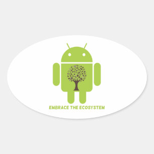 Das Ökosystem einbinden (Android Bug Droid Oak Tre Ovaler Aufkleber