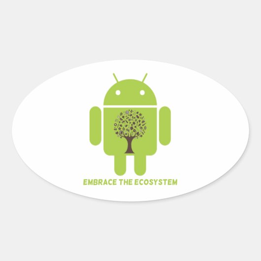 Das Ökosystem einbinden (Android Bug Droid Oak Tre Ovaler Aufkleber (Vorderseite)
