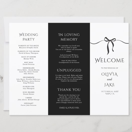 Das Old Money Luxury Dreifach-Hochzeitsprogramm (Vorderseite)