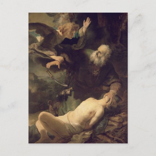 Das Opfer Abrahams, 1635 Postkarte (Vorderseite)