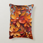 Das orange Blumenmuster-Design Dekokissen (Rückseite(Vertikal))