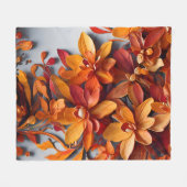 Das orange Blumenmuster-Design Fleecedecke (Vorderseite (Horizontal))