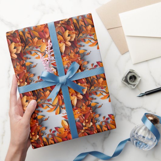 Das orange Blumenmuster-Design Geschenkpapier (Schenken)