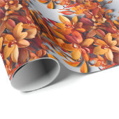 Das orange Blumenmuster-Design Geschenkpapier (Rolleneckpunkt)