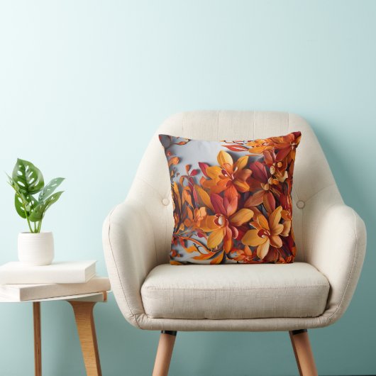 Das orange Blumenmuster-Design Kissen (Stuhl )