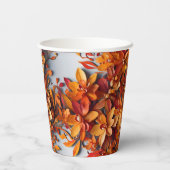 Das orange Blumenmuster-Design Pappbecher (Rückseite)
