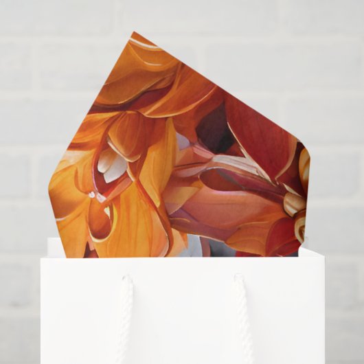 Das orange Blumenmuster-Design Seidenpapier (Geschenktüte)