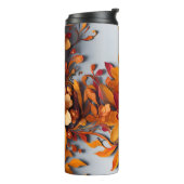 Das orange Blumenmuster-Design Thermosbecher (Nach links gedreht)
