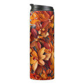 Das orange Blumenmuster-Design Thermosbecher (Nach rechts gedreht)