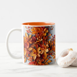 Das orange Blumenmuster-Design Zweifarbige Tasse