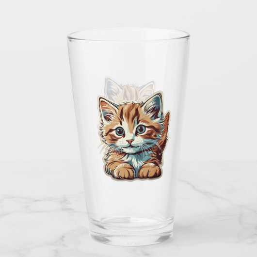 Das orangefarbene Kätzchen voller Schabernack Glas (Vorderseite)