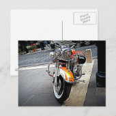 Das orangefarbene Motorrad Postkarte (Vorne/Hinten)