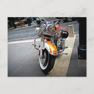 Das orangefarbene Motorrad Postkarte