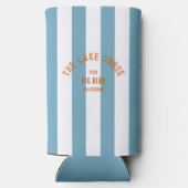 Das Orangefarbene Wappen Blue Nautical Strip Selters Dosenkühler (Rückseite)