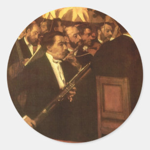 Das Orchester der Oper von Edgar Degas, Vintage Ar Runder Aufkleber