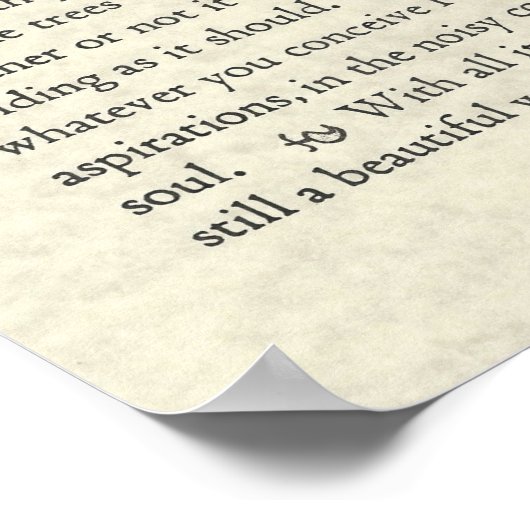 Das Original Desiderata-Poster von Max Ehrmann Poster (Ecke)