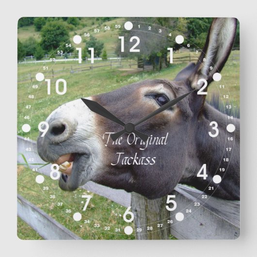 Das Original Jackass Funny Donkey Mule Farm Animal Quadratische Wanduhr (Vorderseite)