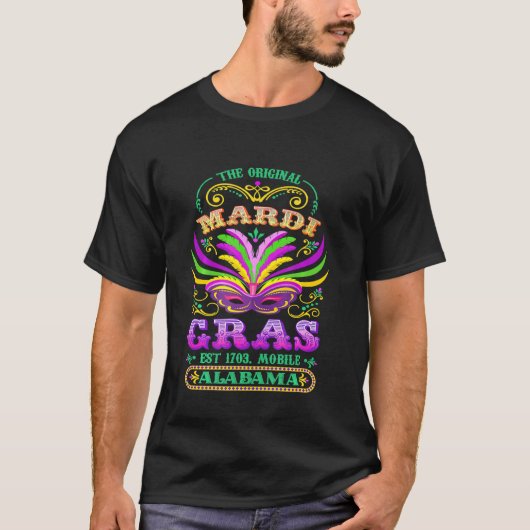 Das Original Mardi Gras Mobile Alabama 1703 T-Shirt (Vorderseite)