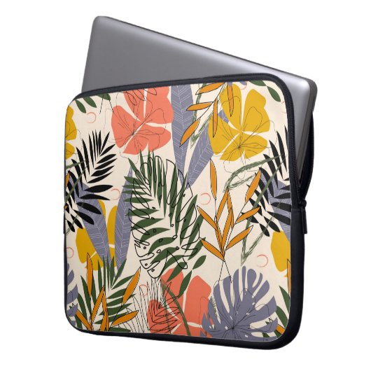 Das originelle Muster mit tropischen Blätter und P Laptopschutzhülle (Vorderseite Links)