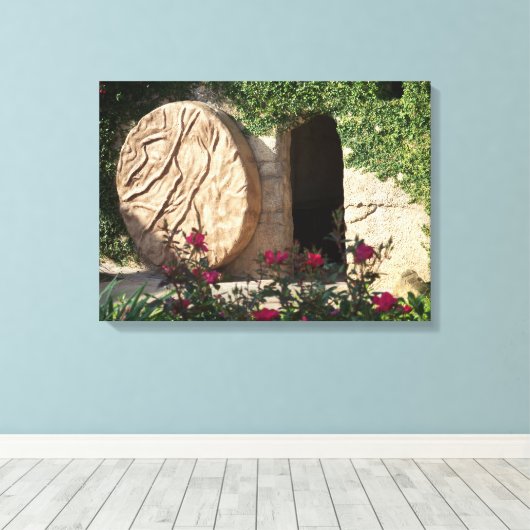 Das Ostergrab Jesu Risener Erretter Wrapped Canvas Leinwanddruck (Insitu (Holzboden))