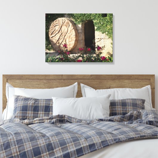 Das Ostergrab Jesu Risener Erretter Wrapped Canvas Leinwanddruck (Insitu (Schlafzimmer))