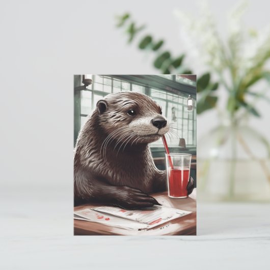 Das Otter Drink im Café Postkarte (Stehend Vorderseite)
