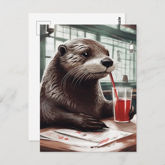 Das Otter Drink im Café Postkarte (Vorne/Hinten)